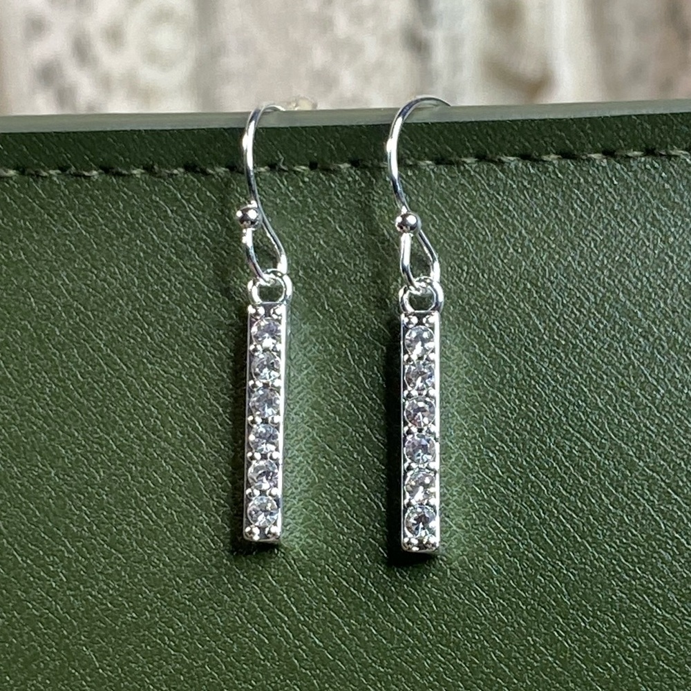 Silver Diamond Drop Earrings